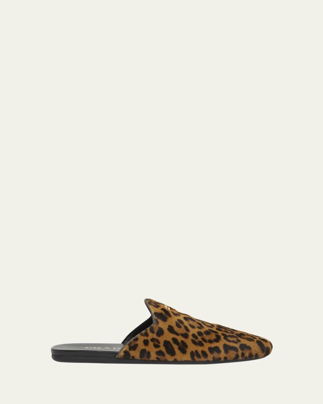 Leopard Calf Hair Flat Mules